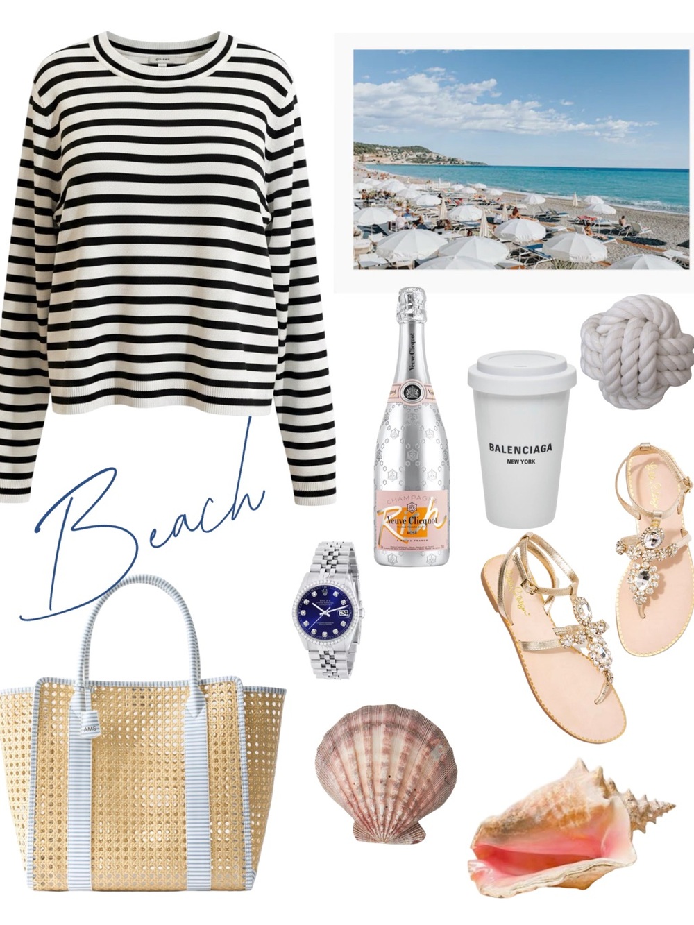 Summer white and navy stripe sweater